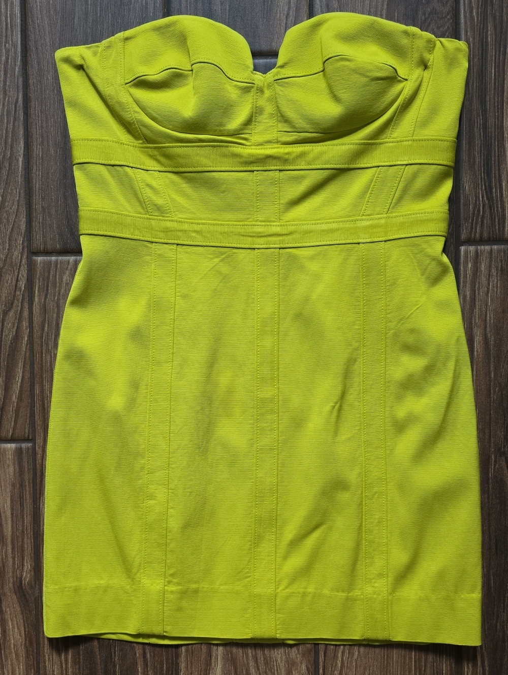Marciano Neon Lime Strapless Bodycon Dress by Marciano